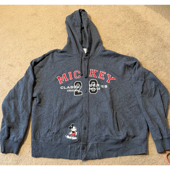 Vintage Mickey Mouse Sweatshirt Hoodie Classic Series 28 Men L Gray - Picture 1 of 8